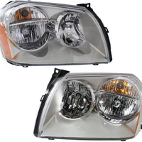 Headlight Set For 2005 2006 2007 Dodge Magnum Headlamp Pair Chrome With Bulbs