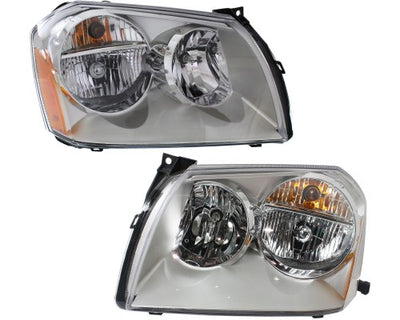Headlight Set For 2005 2006 2007 Dodge Magnum Headlamp Pair Chrome With Bulbs